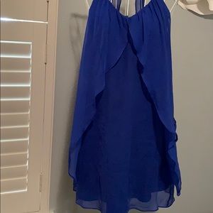 True blue lightweight open back dress